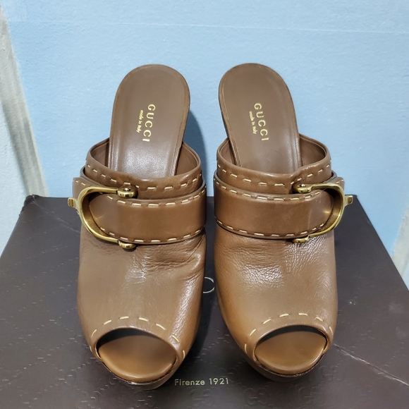 Gucci high heel open toe Platform Mules Sz 6.5 It sz 36.5 - Picture 4 of 15